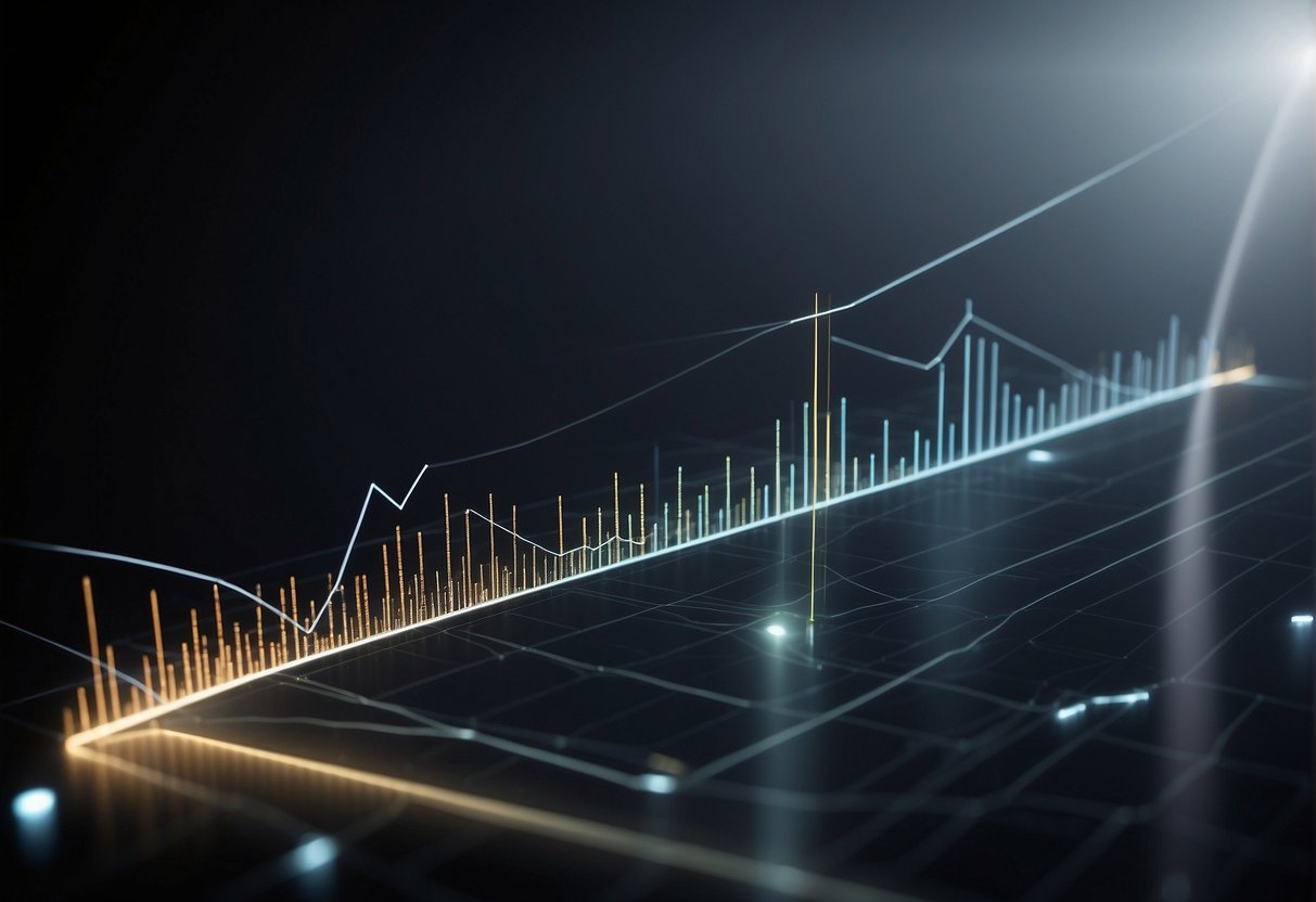 The graph shows a line rising from left to right, representing y increasing as x increases. The x-axis is labeled "x" and the y-axis is labeled "y."